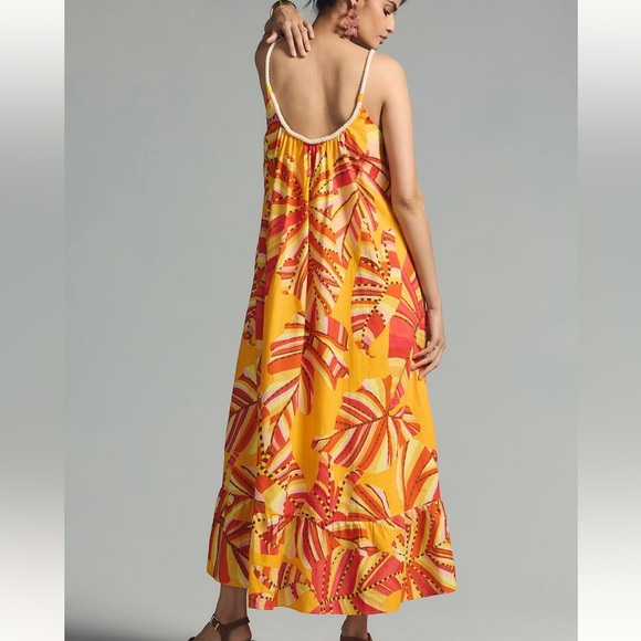New FARM Rio Anthropologie Scoop Neck Palm Print Maxi - Picture 3 of 3